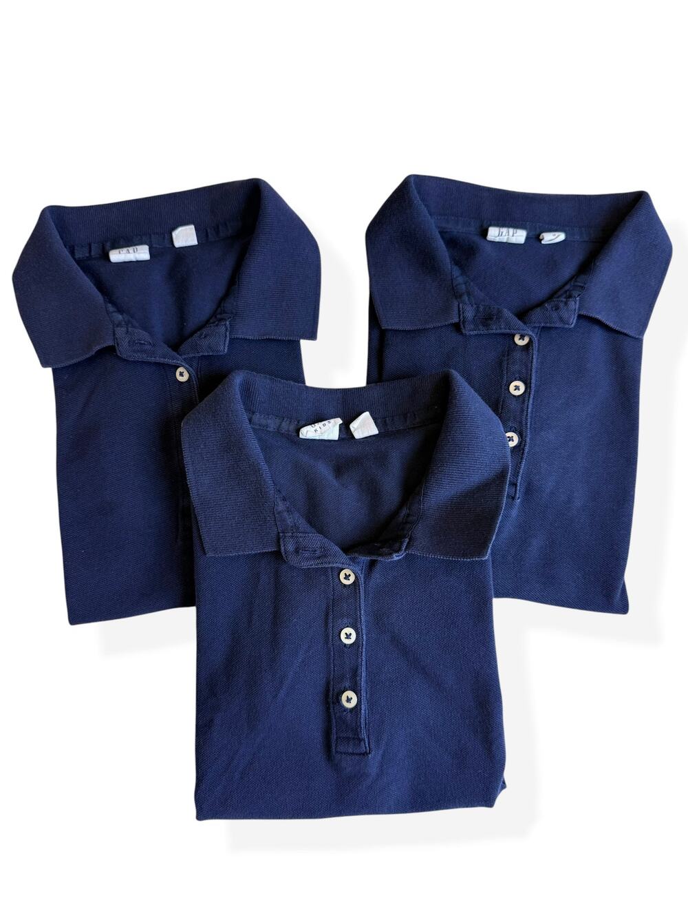 Gap Kids Girls Navy Blue School Uniform Polo Shirts Size Medium Bundle Lot of 3
